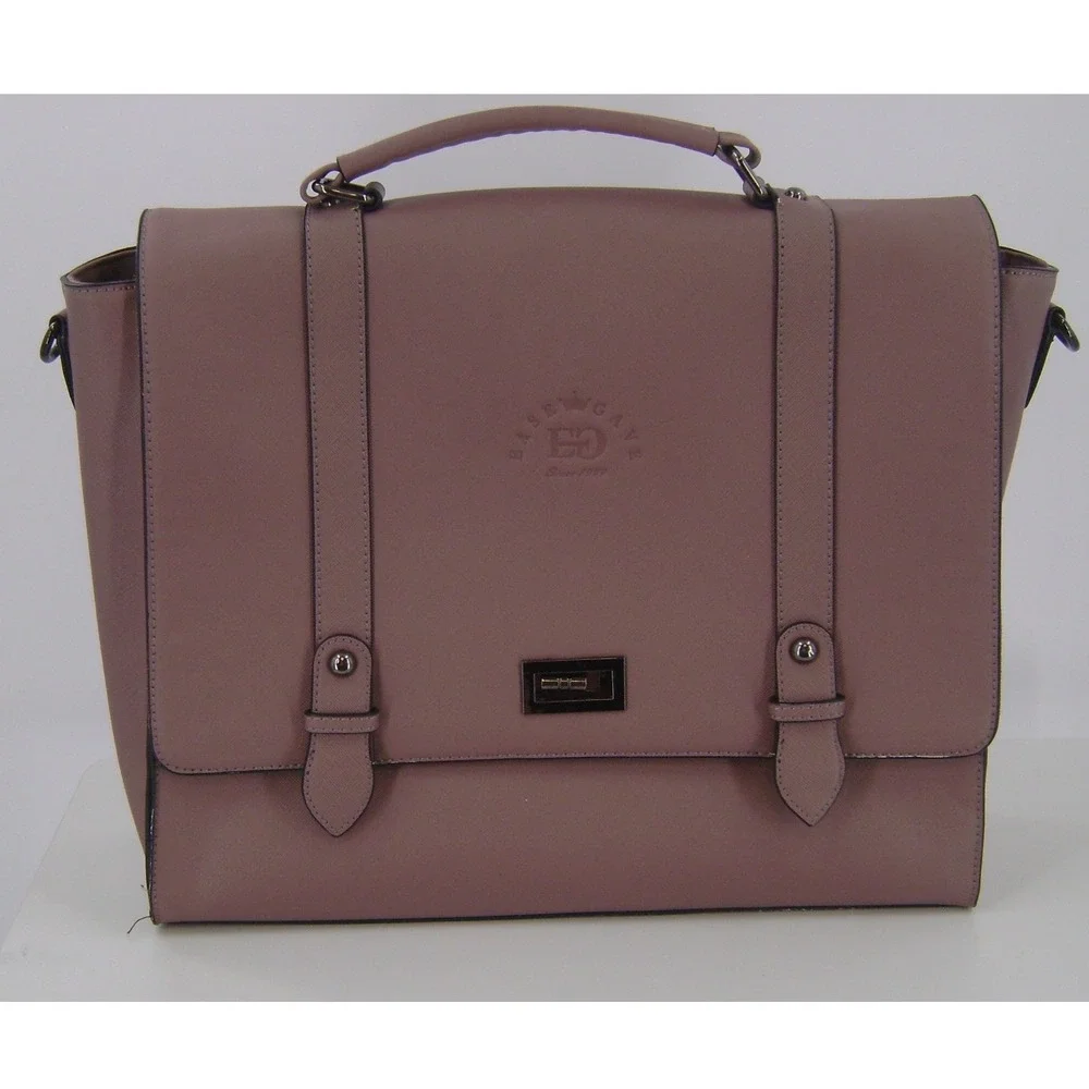 EASEGAVE Mauve Pink Faux Leather Laptop Bag Briefcase Satchel Professional